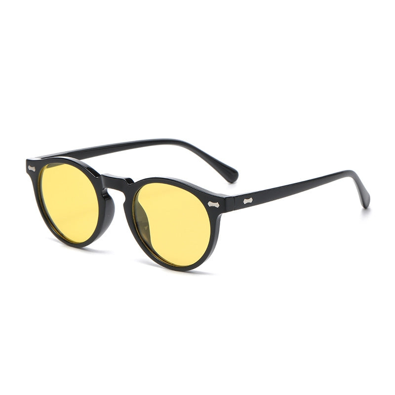 Literary retro round Japanese and Korean fashionable rice nail sunglasses
