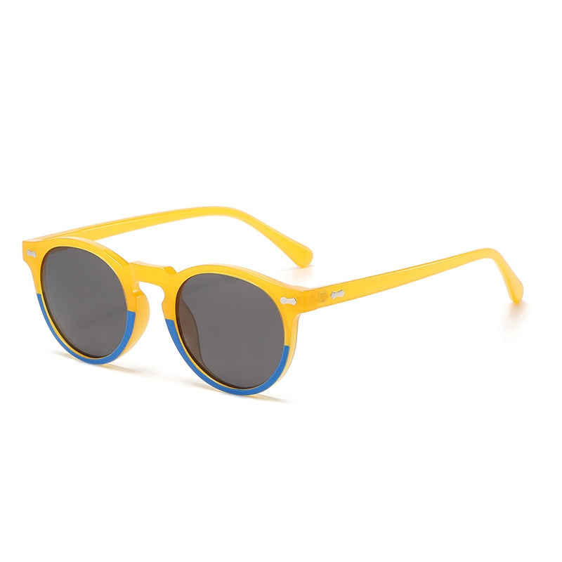 Literary retro round Japanese and Korean fashionable rice nail sunglasses