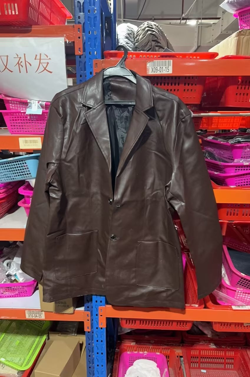 Leather Men's Autumn And Winter Jacket Thin Lapel