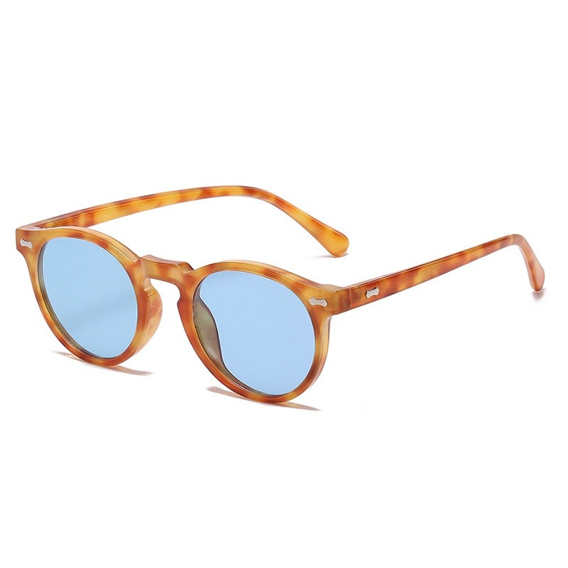 Literary retro round Japanese and Korean fashionable rice nail sunglasses
